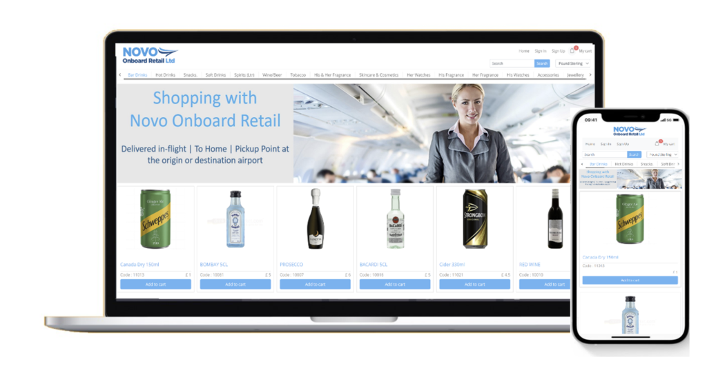 Novo Airline Pre-Order e-commerce website